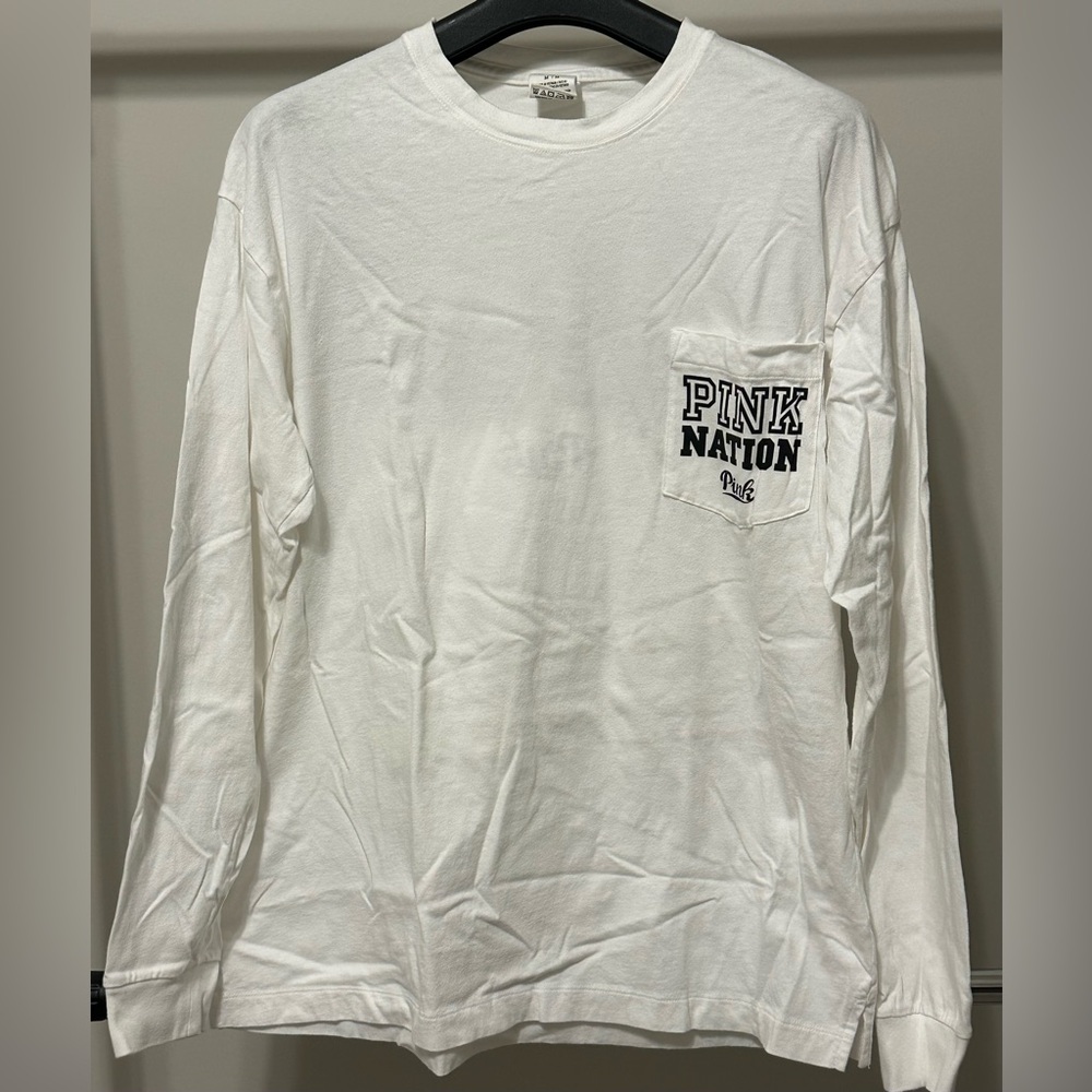 PINK White Long Sleeve Shirt size medium
